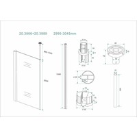 Wiesbaden set verticale stabilisatiestang+plafond bev.chroom