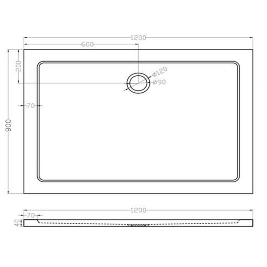 Wiesbaden luxe douchebak SMC rechthoek 1200x900x40 wit