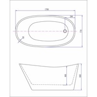 Wiesbaden Trapeze vrijstaand acryl ligbad 170 x 77 + waste wit