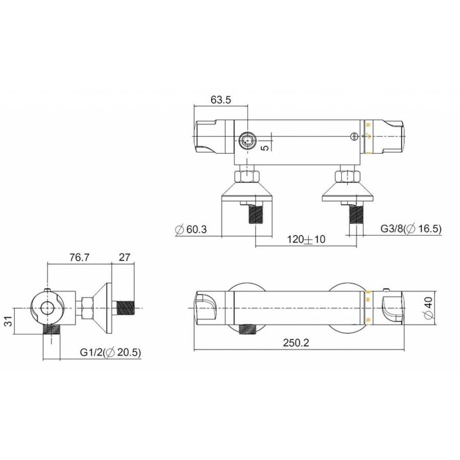 Wiesbaden Universal therm.douchekraan 12cm