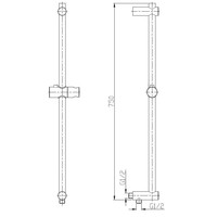 Wiesbaden 304 RVS losse glijstang met wateruitgang 75cm