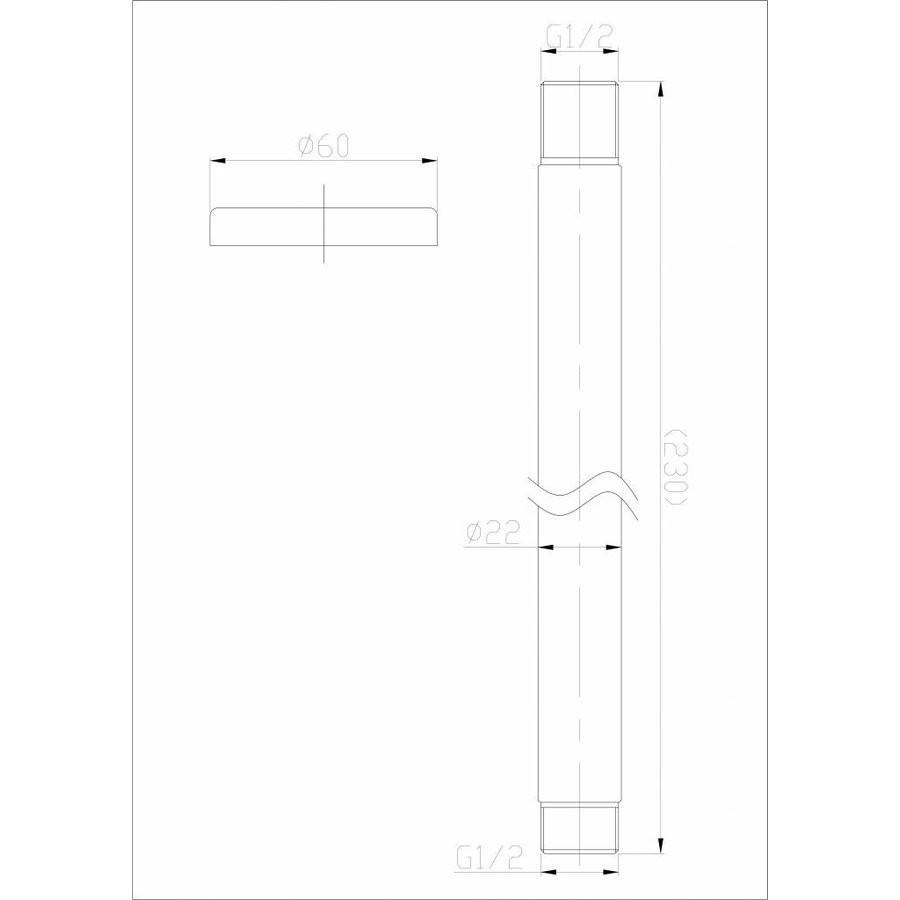 Wiesbaden 304-douchearm rond plafond 20cm RVS