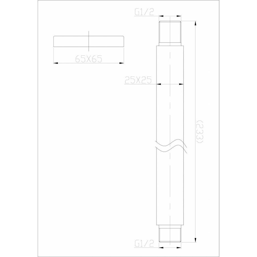 Wiesbaden 304-douchearm vierkant plafond 20cm RVS