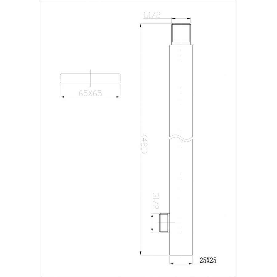 Wiesbaden 304-rechte douchearm vierk.muurbevestiging 41 cm RVS