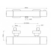 Wiesbaden Rombo therm. douchekraan vierk. chroom