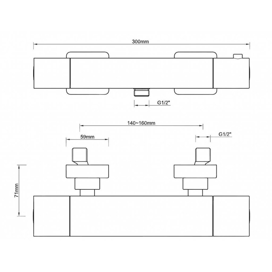 Wiesbaden Rombo therm. douchekraan vierk. chroom