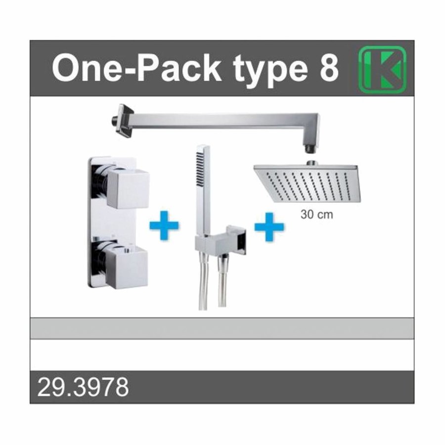 Wiesbaden one-pack inbouwthermostaatset vierk.type 8 (30cm)