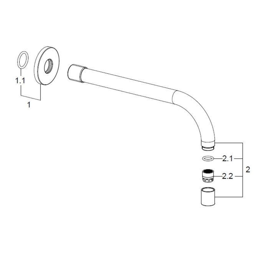 Wiesbaden SLIM 18mm uitloop rond  20cm 1/2" chroom