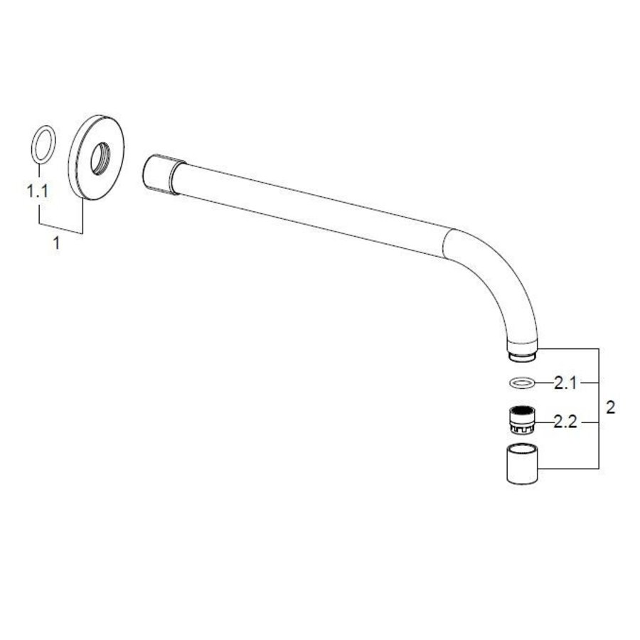 Wiesbaden SLIM 18mm uitloop rond  25cm 1/2" geb.staal