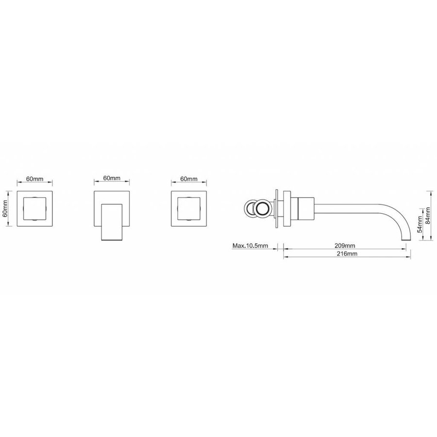 Wiesbaden Rombo inbouw-wastafelmengkraan 2-knops chroom