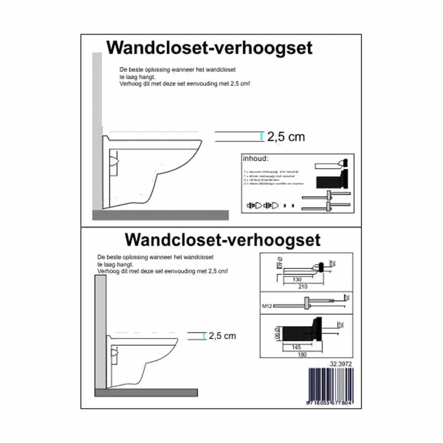 Riko Wandcloset-verhoogset tbv inb.res. compleet