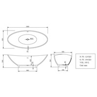 Solid Surface vrijstaand bad  type 2 1860x820x590