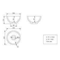 Solid Surface opzetfontein rond 200x200x110