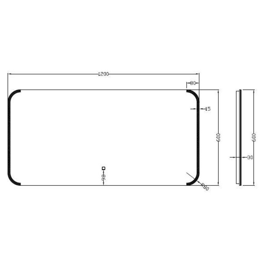 Wiesbaden Bracket dimbare LED condensvrije spiegel 1200x600