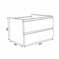 Wiesbaden Vision onderkast+2 laden 80x46 hoogglans grijs