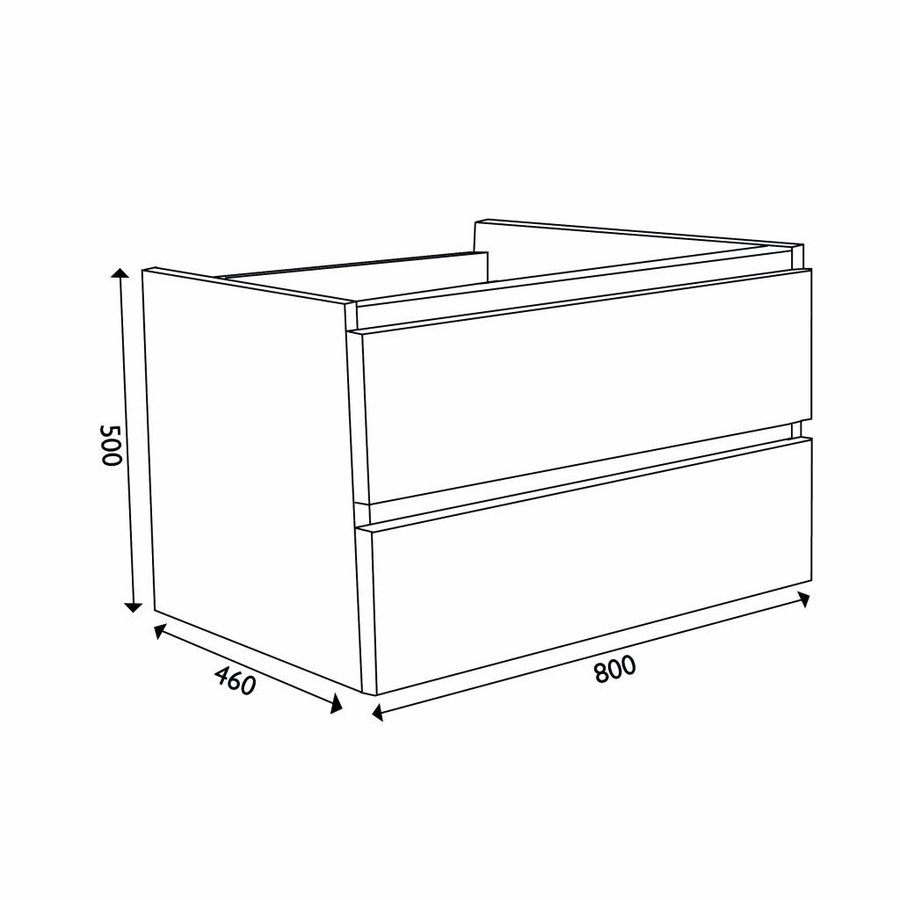 Wiesbaden Vision onderkast+2 laden 80x46 hoogglans grijs