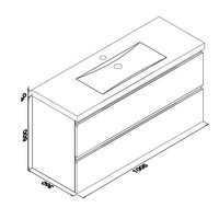 Wiesbaden onderkast 100cmx36cm zo.wastafel wit