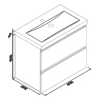 Wiesbaden onderkast 60cmx36cm zo.wastafel gl.grijs