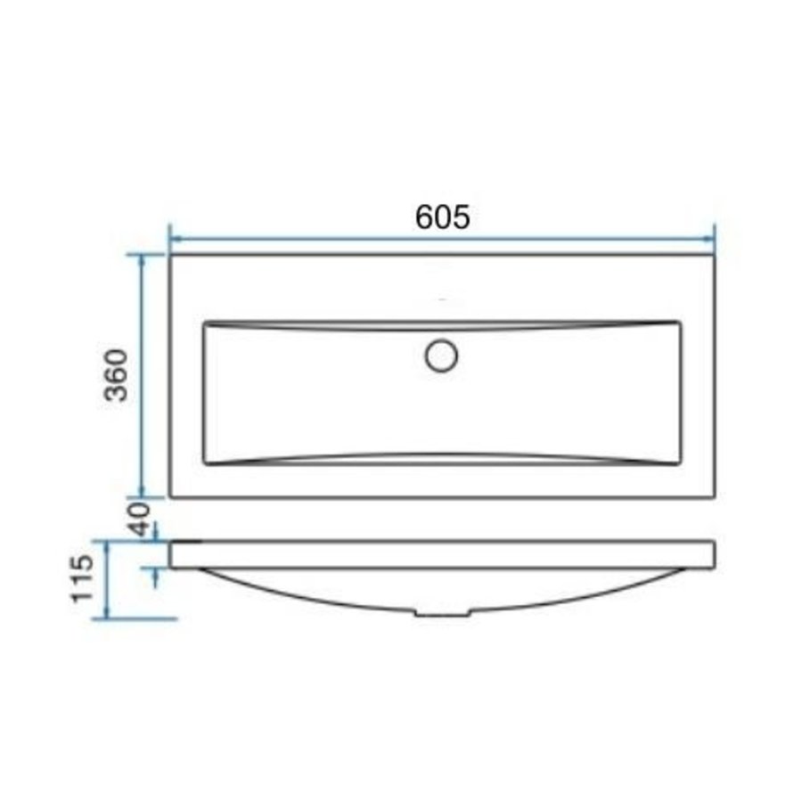 Wiesbaden wastafel 60cmx36cm zonder kraangat wit