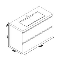 Wiesbaden onderkast 80cmx36cm zo.wastafel wit