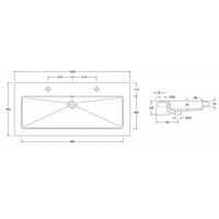 Wiesbaden keramische meubelwastafel 100x46 2 kr.gaten