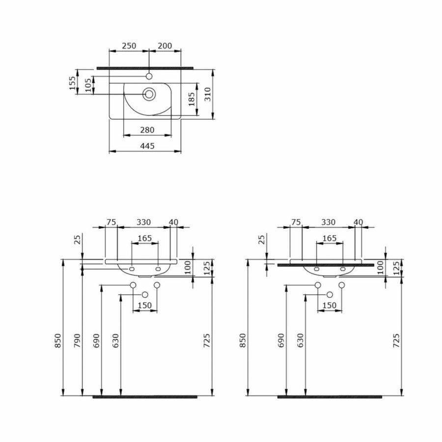 Fontein Creavit 44,5x31x12,5 cm Inclusief 1 Kraangat (alle kleuren)