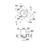 Hoekfontein BWS Zero Keramiek 31.4x30 cm Zonder Overloop Mat Zwart