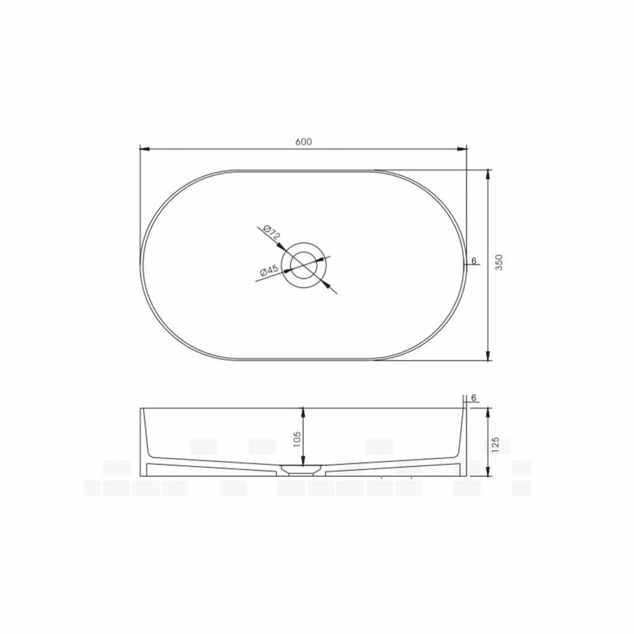 Opbouwwastafel Ideavit Solidthin 60x35x12.5 cm Solid Surface Mat Wit