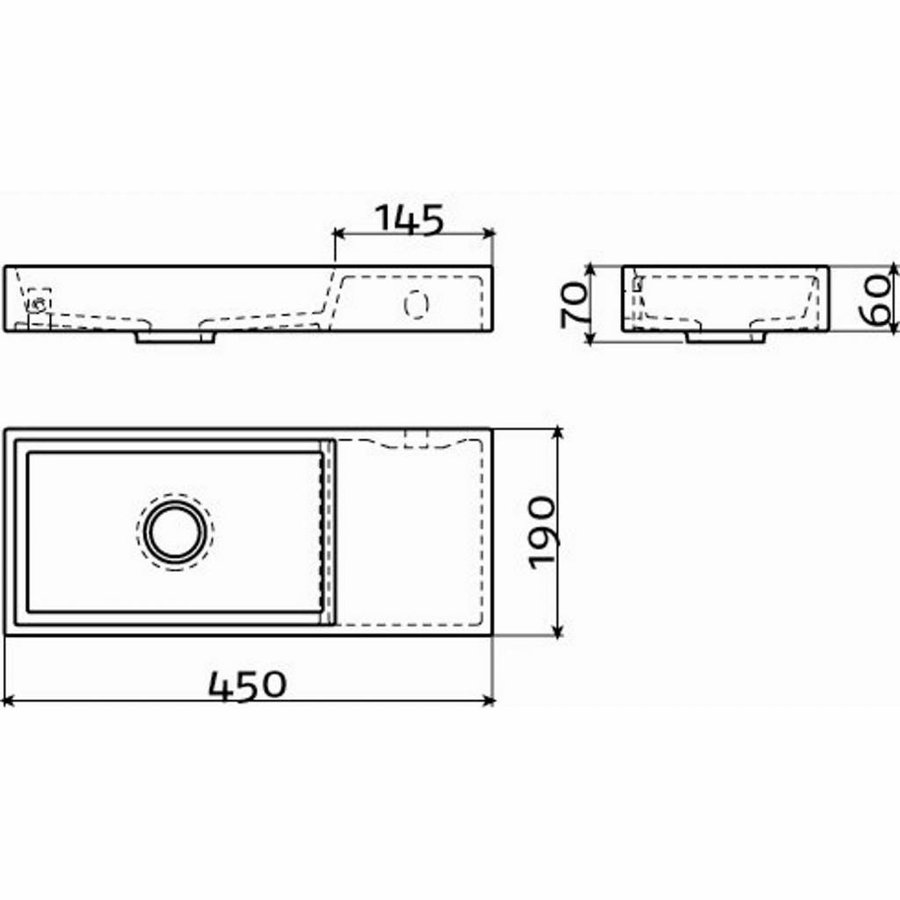 Fontein Clou Mini Wash Me 45x19x6cm Rechts Keramiek Glans Wit (Zonder Kraangat)