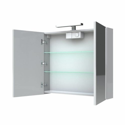 Spiegelkast Allibert Juno LED Verlichting 80x75.2x16cm Softclose Deuren Glans Wit 