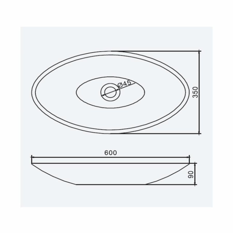 Opbouw Waskom Ideavit Solidjazz 60x35x9 cm Solid Surface Mat Wit