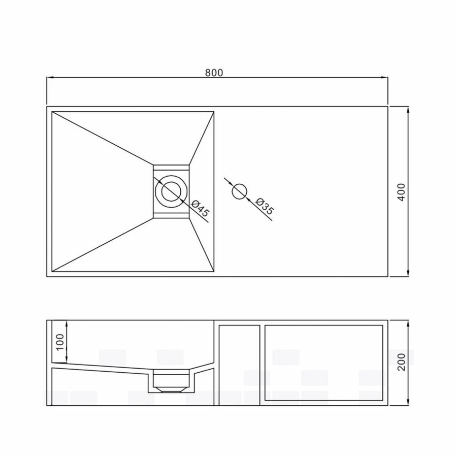 Wastafel Ideavit Solidplan 80x40x20 cm Solid Surface Mat Wit