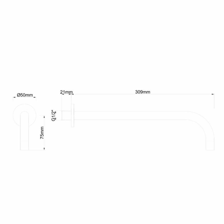 Wastafelkraan Wiesbaden 18mm SLIM Uitloop Rond 30,9 cm Mat Zwart