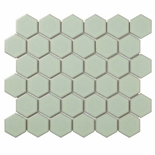 Mozaïek Barcelona 28.1x32.5 cm Geglazuurd Porselein Hexagon Glanzend Licht Groen Met Rand (Prijs per m2) 