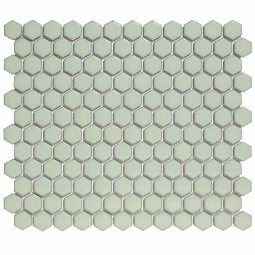 Mozaïek Barcelona 26x30 cm Geglazuurd Porselein Hexagon Glanzend Licht Groen (Prijs Per m2) 