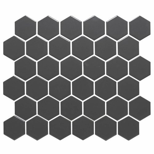 Mozaïek Barcelona 28.1x32.5 cm Geglazuurd Porselein Hexagon Mat Donker Grijs (Prijs Per m2) 