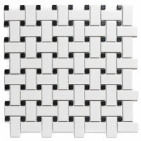Mozaïek Paris 30x30 cm Geglazuurd Porselein, Basketweave Mat Zwart En Wit (Prijs Per m2)