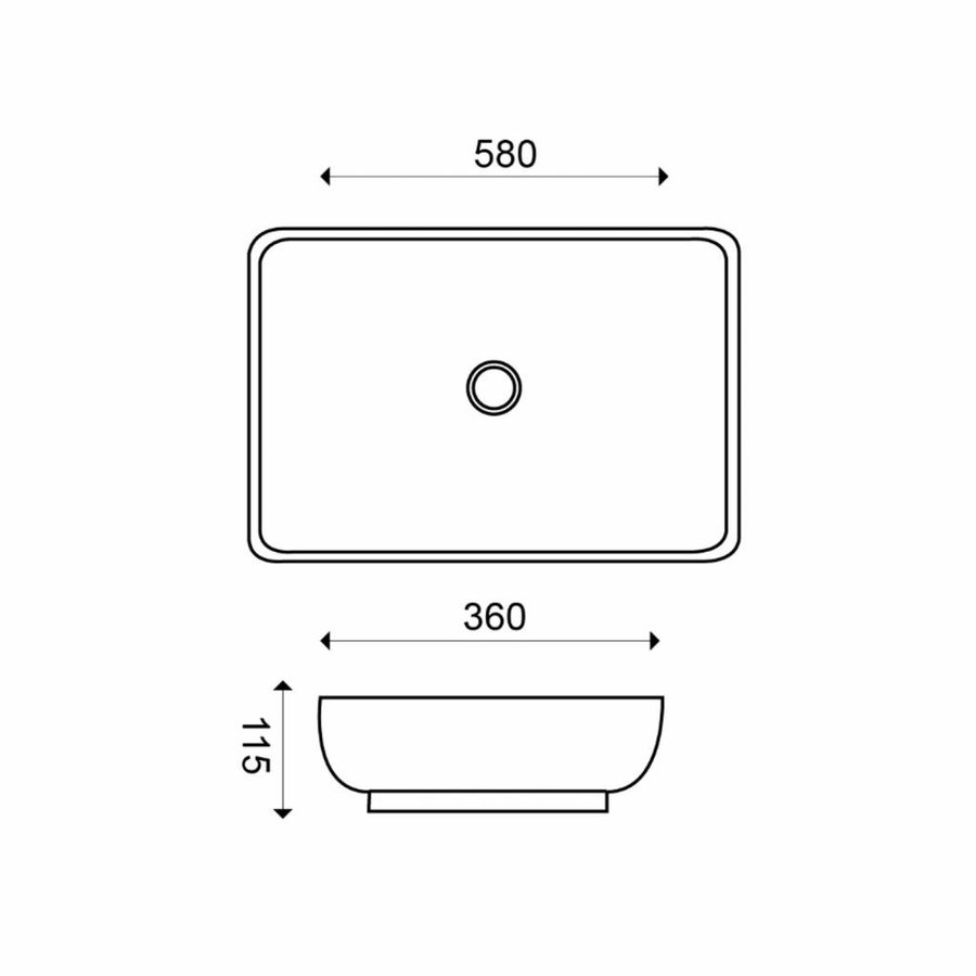 Opzetwastafel Wiesbaden Kar� 58x36x11,5 cm Mat Wit