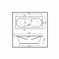 Inbouw Duo Ligbad Wisa New Toscana 180x80x50 cm Wit