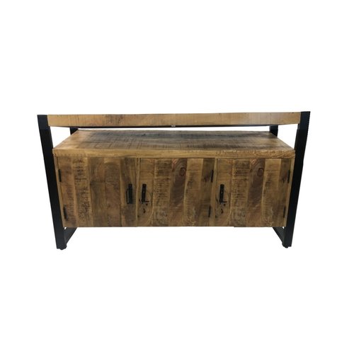 Onderkast Mango Wood 135x45x91 cm Met Mat Zwart Metaal 