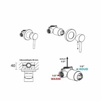 Omstelkraan Best Design Quatra Inbouw 1/2" Koud/warm Mat Zwart