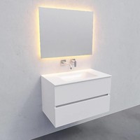 Badkamermeubel Solid Surface AQS Oslo 80x46 cm Mat Wit (zonder kraangaten)