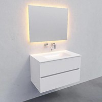 Badkamermeubel Solid Surface AQS Oslo 80x46 cm Mat Wit (zonder kraangaten)