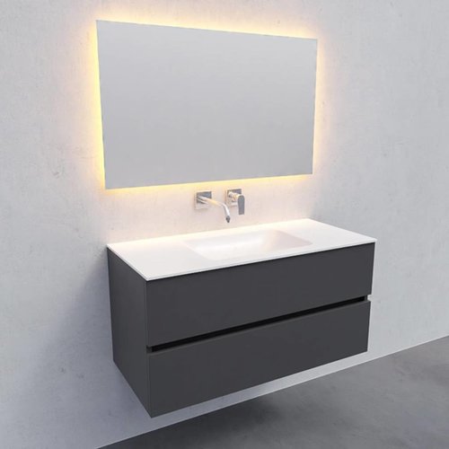 Badkamermeubel Solid Surface AQS Oslo 100x46 cm Midden Mat Antraciet (zonder kraangaten) 