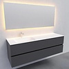 Badkamermeubel Solid Surface AQS Oslo 150x46 cm Links Mat Antraciet (met 1 kraangat)