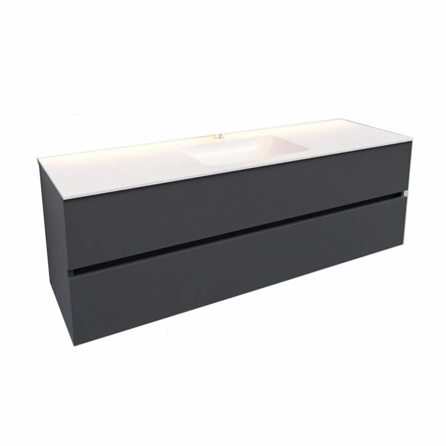Badkamermeubel Solid Surface AQS Oslo 150x46 cm Midden Mat Antraciet (met 1 kraangat)