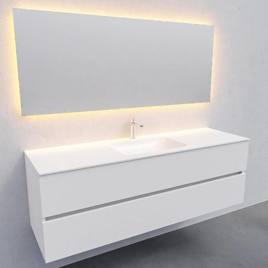 Badkamermeubel Solid Surface AQS Oslo 150x46 cm Midden Mat Wit (met 1 kraangat)