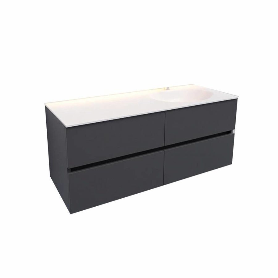 Badkamermeubel Solid Surface AQS Stockholm 120x46 cm Rechts Mat Antraciet 4 Laden (met 1 kraangat)
