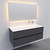 Boss & Wessing Badkamermeubel Solid Surface AQS Stockholm 120x46 cm Rechts Mat Antraciet 4 Laden (zonder kraangaten)