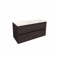 Badkamermeubel Solid Surface AQS Stockholm 100x46 cm Links Wood Dark Brown (1 kraangat)